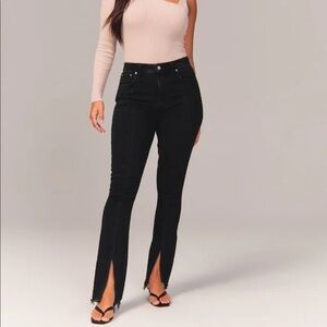 Abercrombie Curve Love Size 25|0s Black Split Hem The Skinny High Rise Jeans